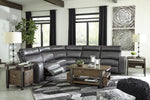 Samperstone 5-Pc Gray Faux Leather Power Recliner Sectional Sofa