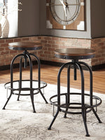 Valebeck 2 Black Tall Swivel Bar Stools