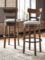 Valebeck Brown Wood Tall Swivel Bar Stool