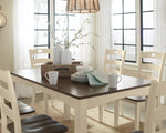 Woodanville 7-Pc Brown/Cream Wood Dining Table Set