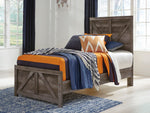 Wynnlow Gray Wood Twin Crossbuck Panel Bed