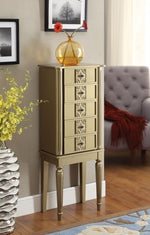 Tammy Gold Wood Jewelry Armoire with Mirror & Jewelry Storage