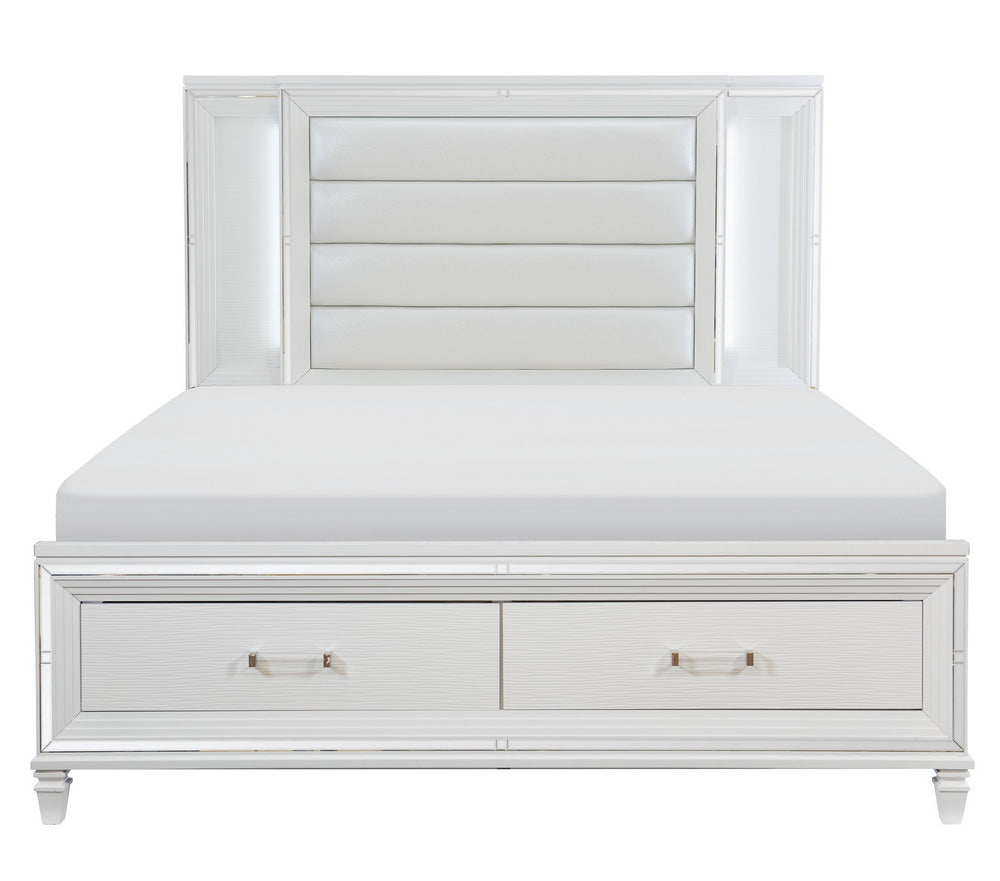Tamsin White Metallic Wood Cal King Bed (Oversized)