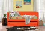 Therese Orange Fabric Twin Daybed with Trundle