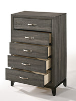 Valdemar Weathered Gray Wood Chest with 5 Drawers