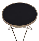 Valora Champagne Finish Metal/Black Glass Round Coffee Table