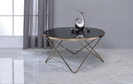 Valora Champagne Finish Metal/Black Glass Round Coffee Table