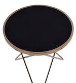 Valora Champagne Finish Metal/Black Glass Round End Table