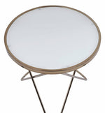 Valora Champagne Finish Metal/Frosted Glass Round Coffee Table