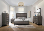 Watson Grey Oak/Black Wood Queen Panel Bed