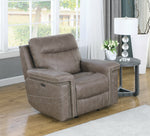 Wixom Taupe Faux Suede 2xPower Glider Recliner