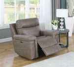 Wixom Taupe Faux Suede 2xPower Glider Recliner