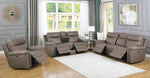 Wixom Taupe Faux Suede 2xPower Recliner Loveseat