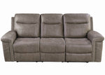 Wixom Taupe Faux Suede 2xPower Recliner Sofa (Oversized)