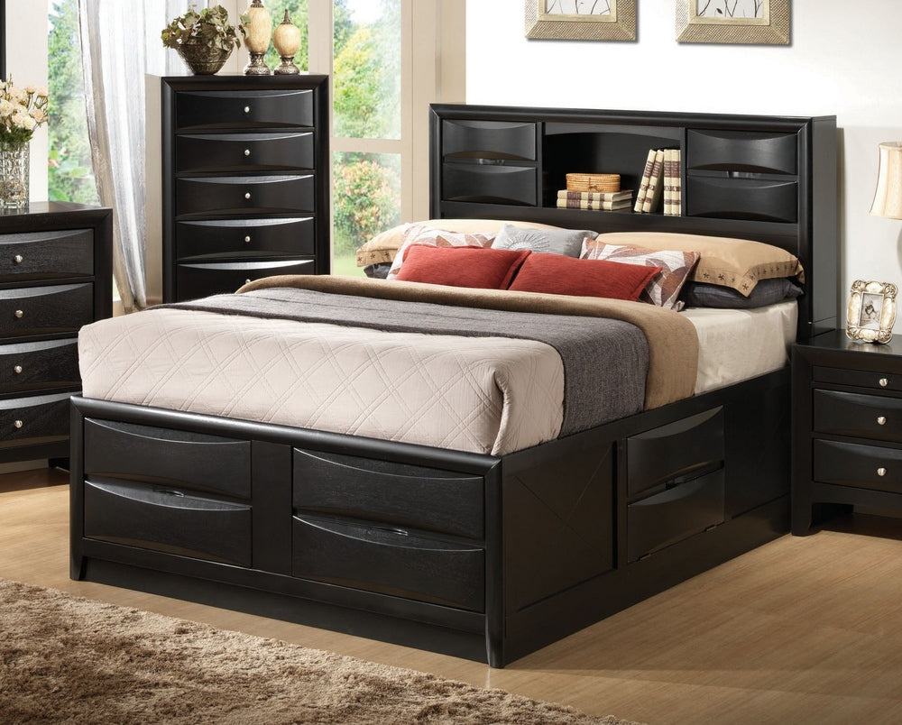 Briana Black Wood Queen Platform Storage Bed