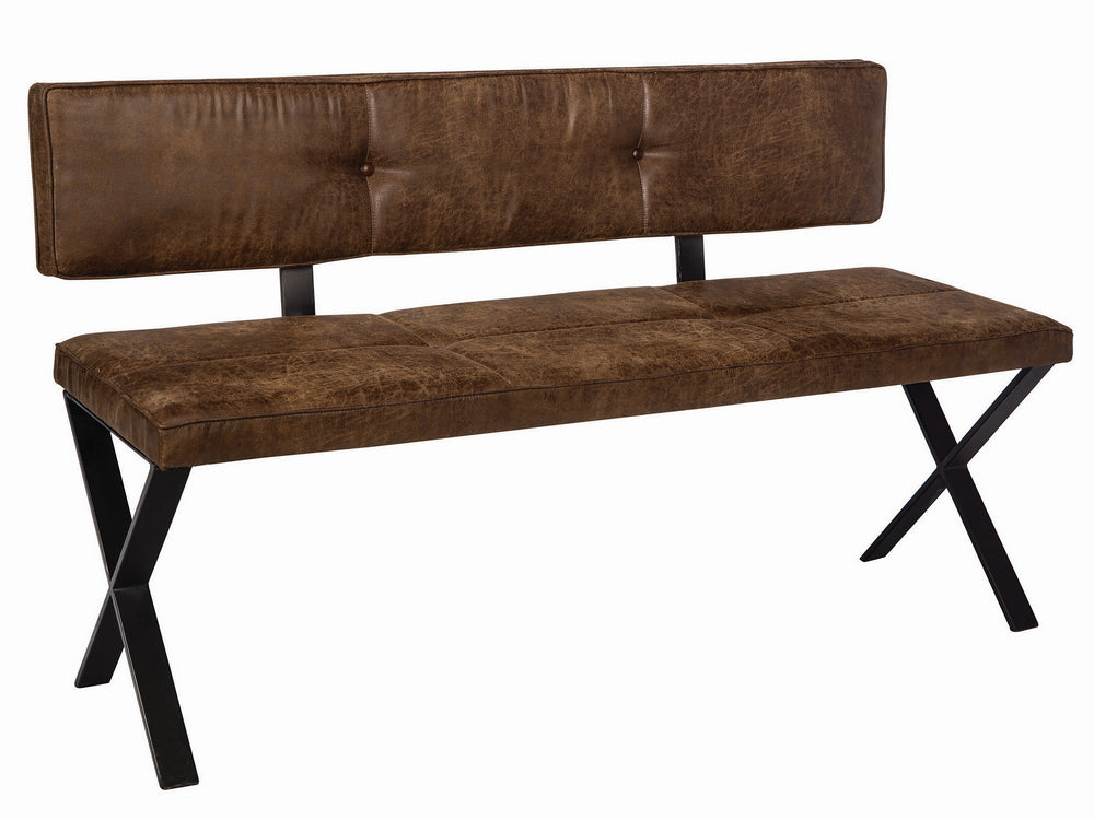 Sherman Antique Brown/Matte Black Metal Dining Bench