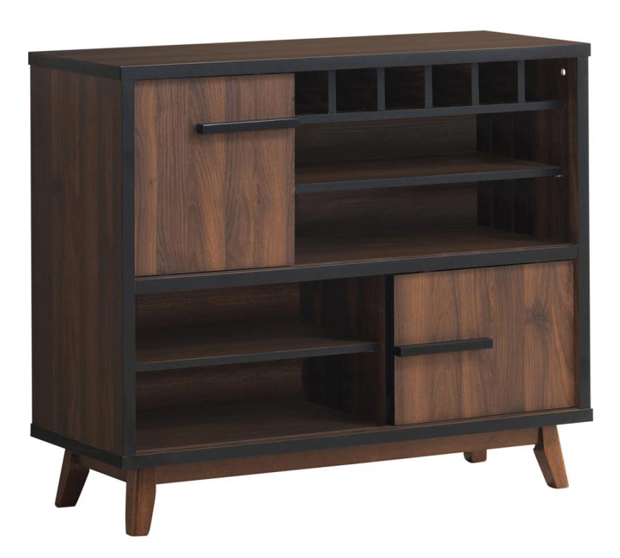 Aelwen Walnut/Black Wood Wine Cabinet