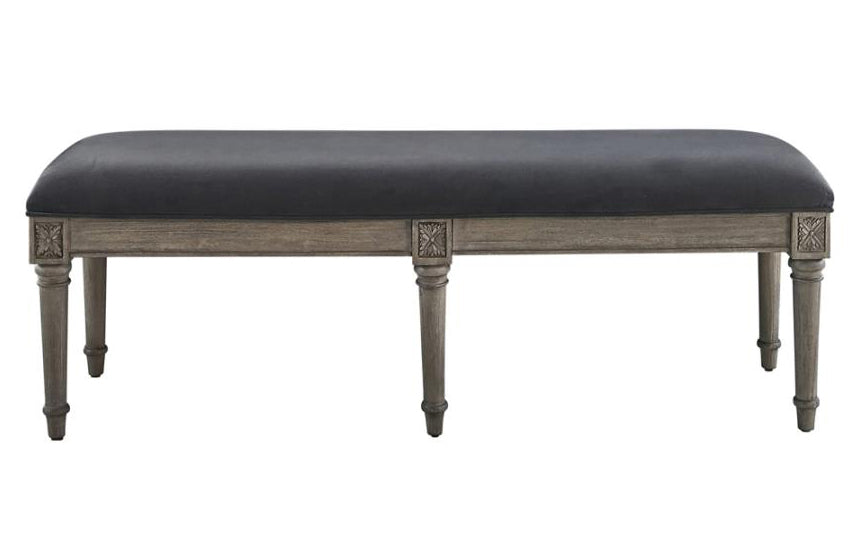 Alderwood Charcoal Grey Velvet/French Grey Wood Bench