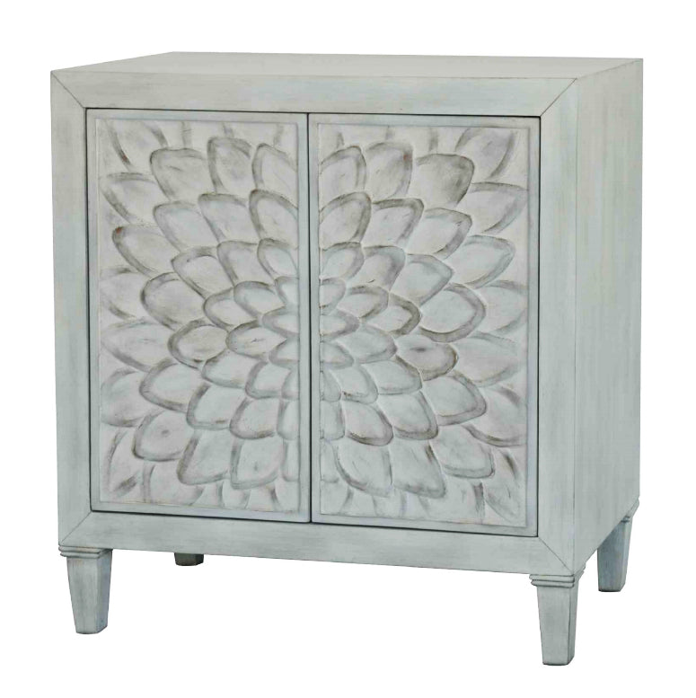 Kylie Distressed White Finish Wood Accent Cabinet