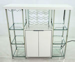 Adalira White High Gloss Wood/Chrome Metal Bar Cabinet