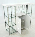 Adalira White High Gloss Wood/Chrome Metal Bar Cabinet