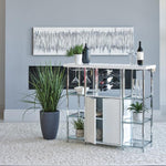 Adalira White High Gloss Wood/Chrome Metal Bar Cabinet