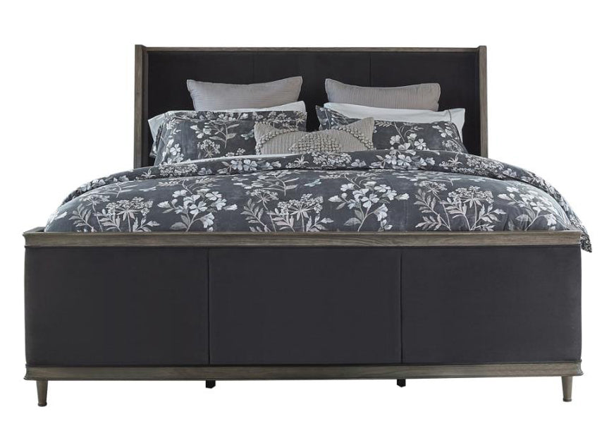 Alderwood Charcoal Grey Velvet Queen Bed