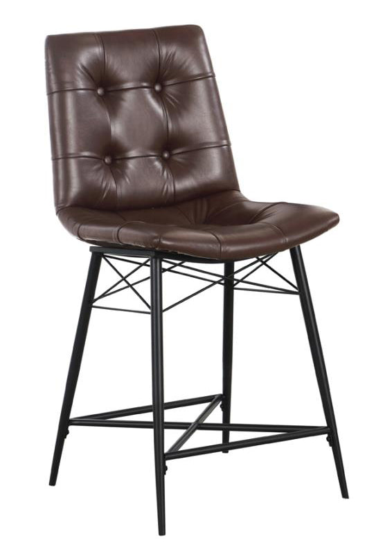 Dittnar 2 Brown Leatherette/Gunmetal Counter Height Chairs