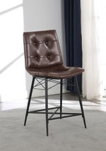 Dittnar 2 Brown Leatherette/Gunmetal Counter Height Chairs