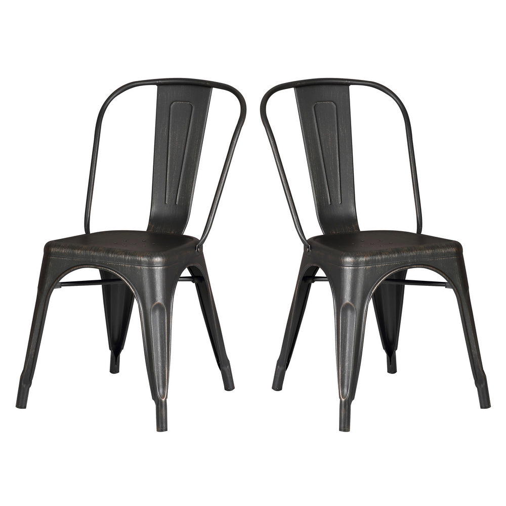 Cole 2 Distressed Black Metal Side Chairs