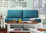 Lavena Blue Fabric/White Wood 2-Seat Sofa