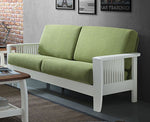 Lavena Green Fabric/White Wood 2-Seat Sofa