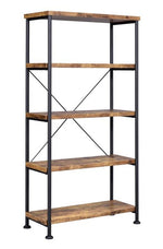 Analiese Antique Nutmeg Wood/Black Metal Bookcase