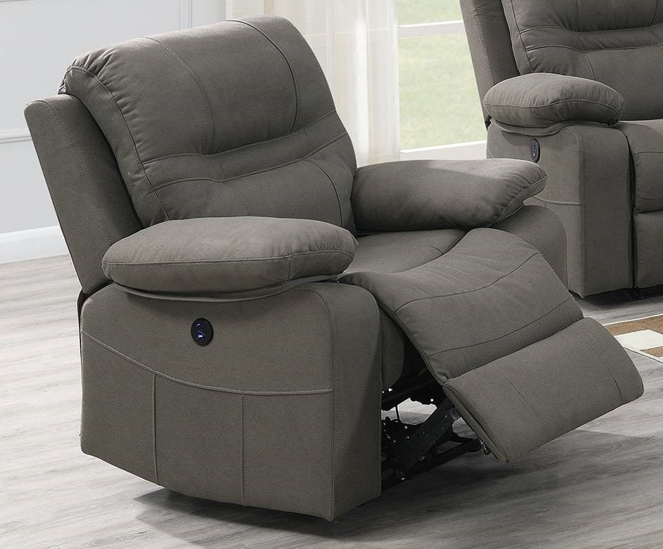 Heaven Slate Blue Breathable Leatherette Power Recliner