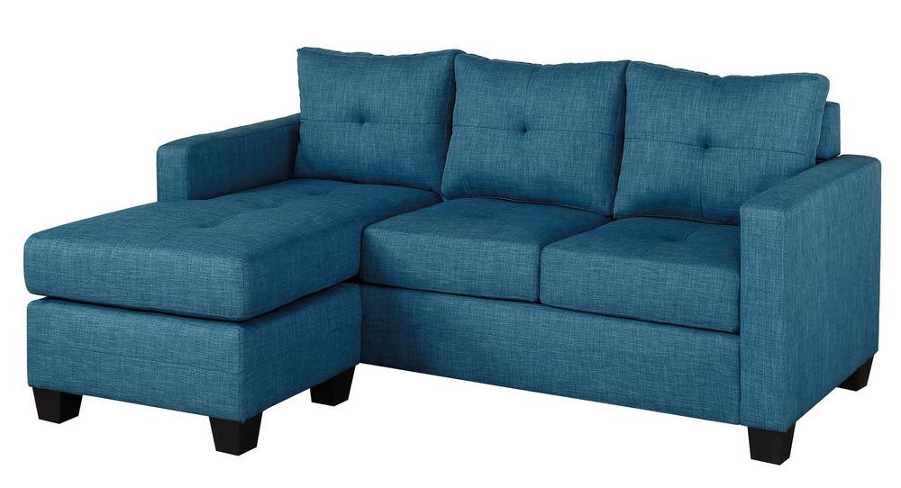 Phelps Blue Fabric Reversible Sectional Sofa