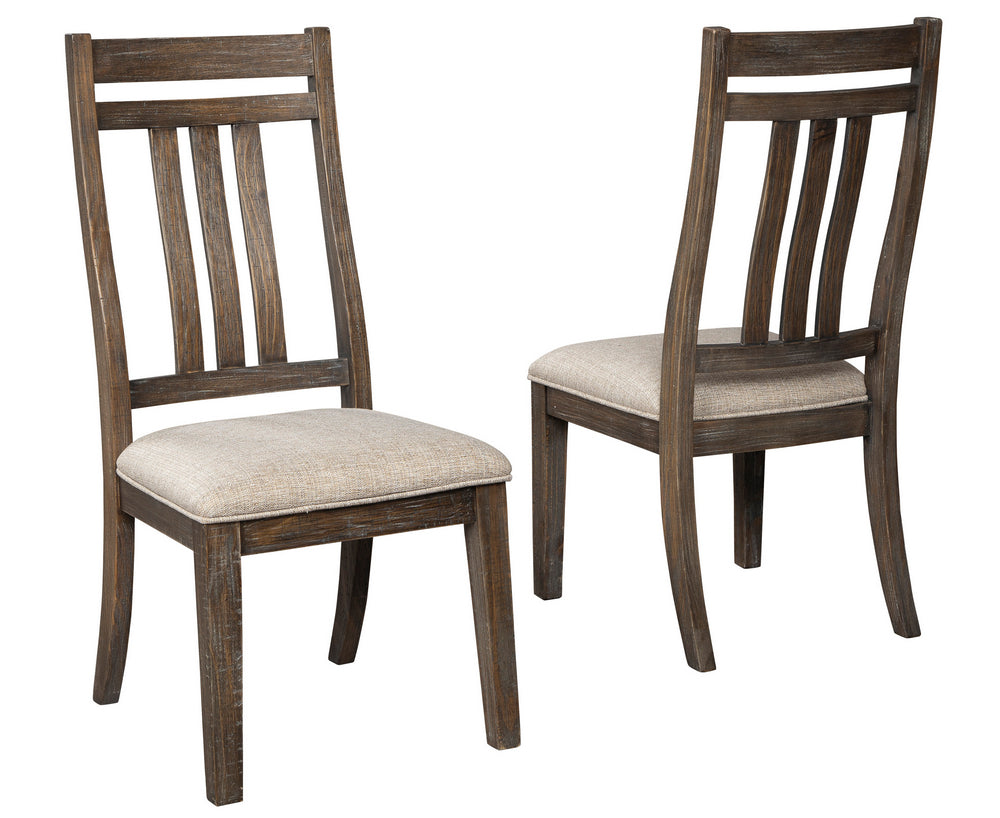 Wyndahl 2 Rustic Brown Wood/Beige Fabric Side Chairs