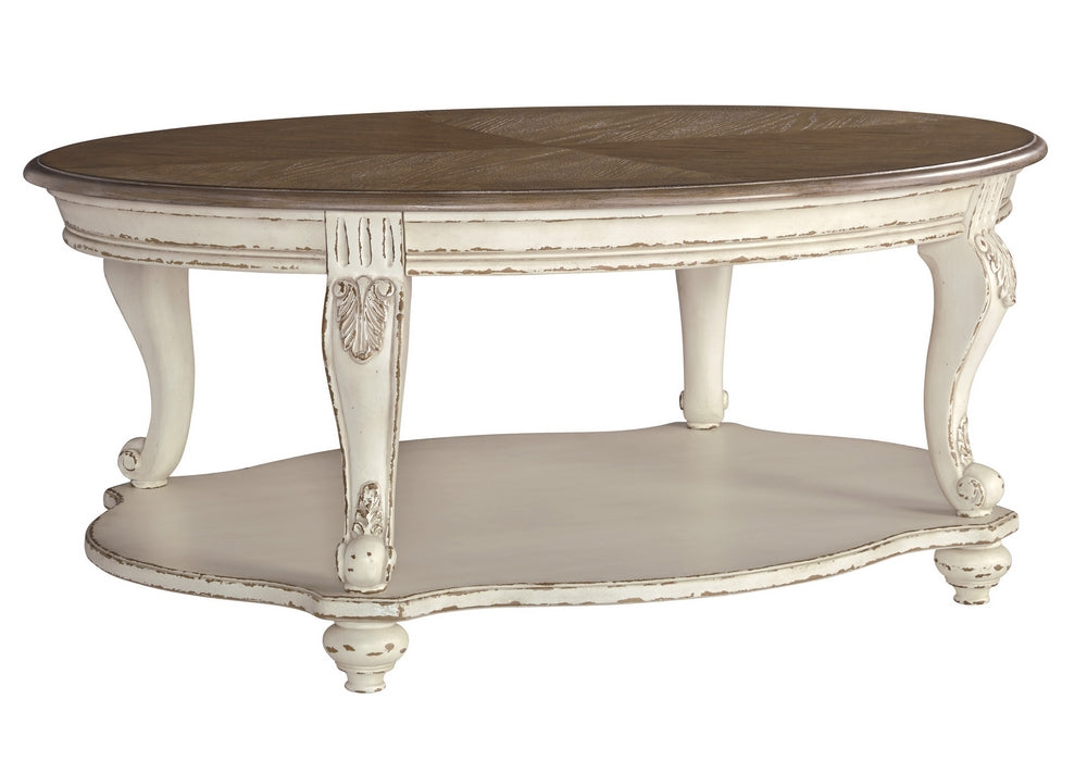 Realyn Two-Tone Wood Oval Coffee Table