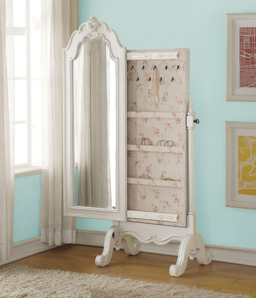 Edalene Pearl White Pine Wood Jewelry Armoire