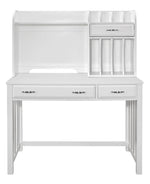 Blanche White Wood 2-Drawer Desk with Hutch