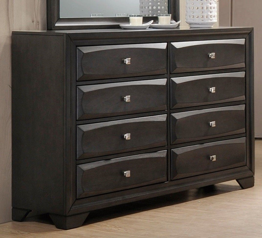 Melanie Espresso Wood 8-Drawer Dresser