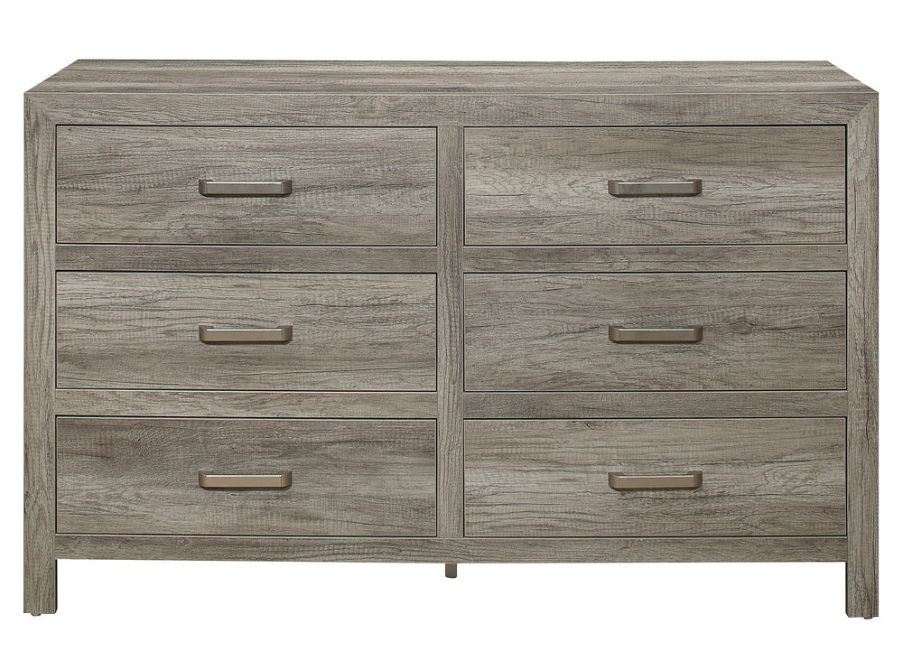 Mandan Gray Wood 6-Drawer Dresser