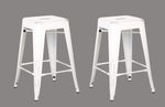 Clelia 2 Distressed White Metal Counter Height Stools