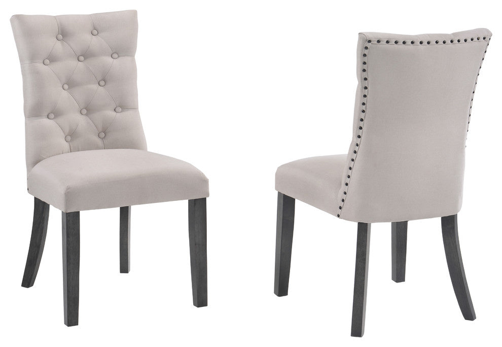 Janina 2 Beige Linen/Wood Side Chairs