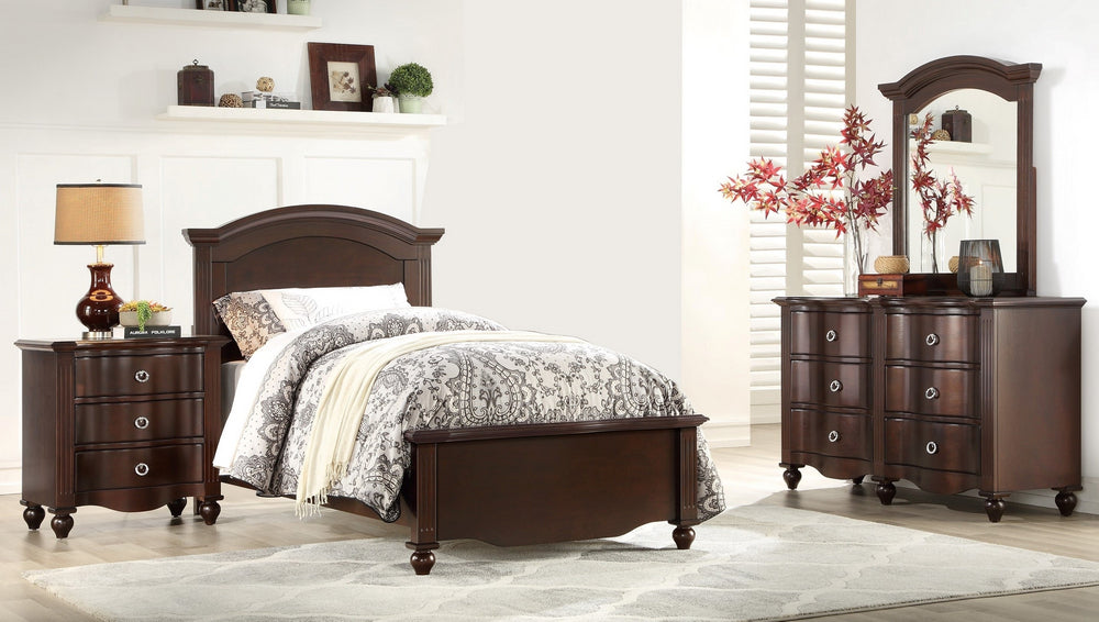 Meghan 4-Pc Espresso Wood Twin Bedroom Set