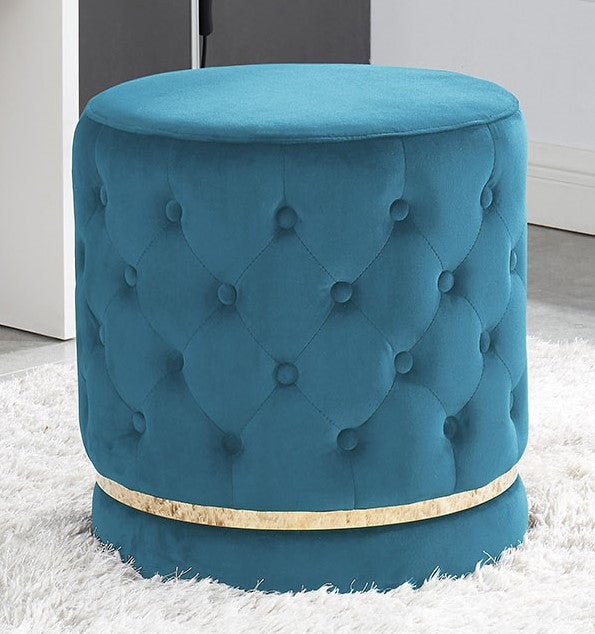 Shelby Sky Blue Velvet Round Swivel Stool