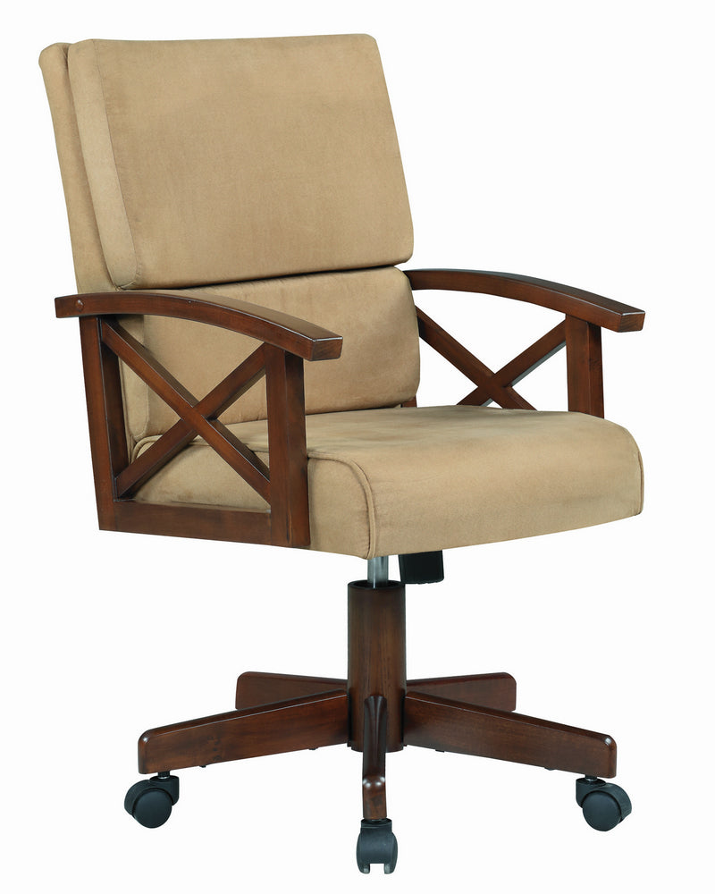 Marietta Tan Fabric/Tobacco Wood Game Chair