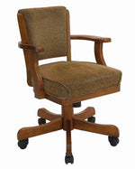 Mitchell Olive Brown Fabric/Amber Wood Game Chair