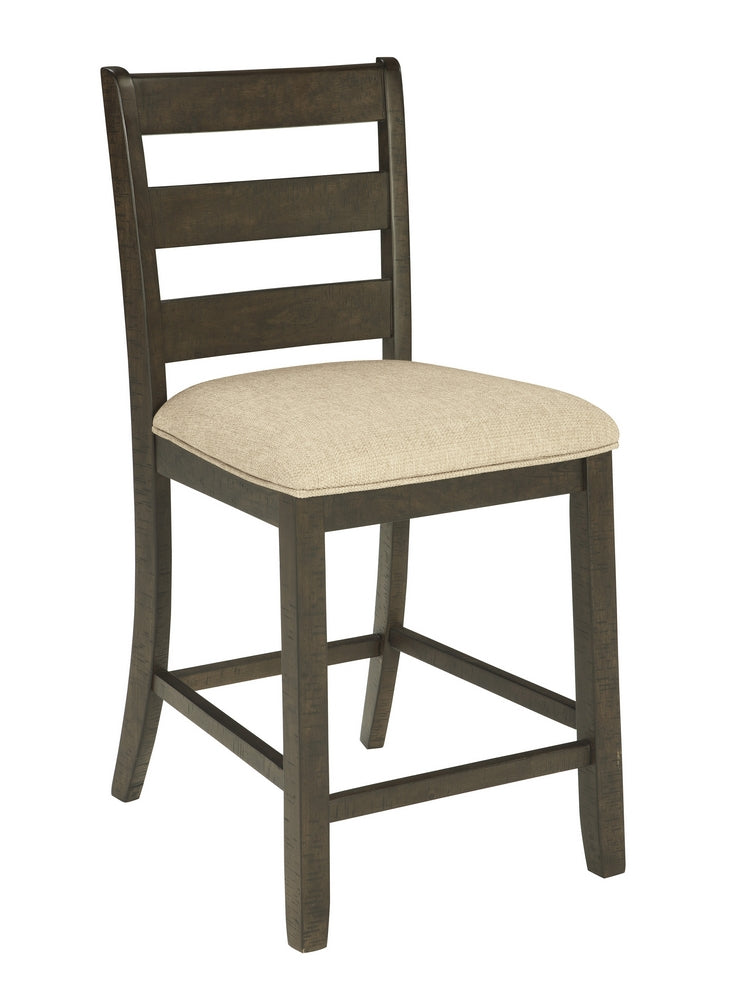 Rokane 2 Light Brown Fabric/Warm Brown Wood Counter Height Chairs