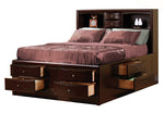 Phoenix Cappuccino Wood Cal King Bookcase Storage Bed