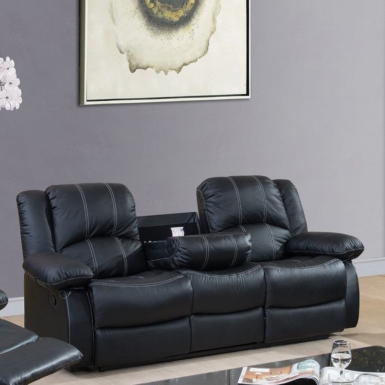 Ada Black PU Leather Manual Recliner Sofa